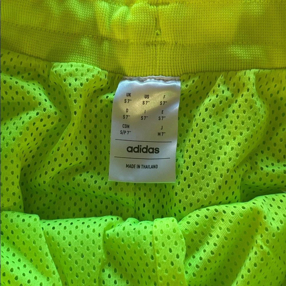 Adidas Bright Yellow Mesh Basketball Shorts. Size small, 7”